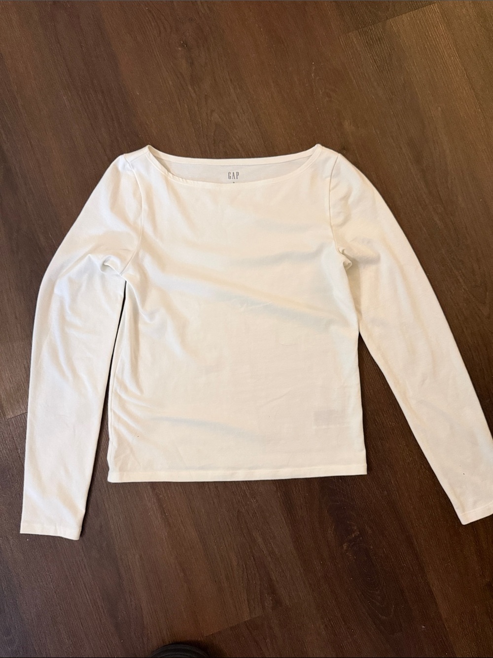 GAP White Long-Sleeve Boatneck Top